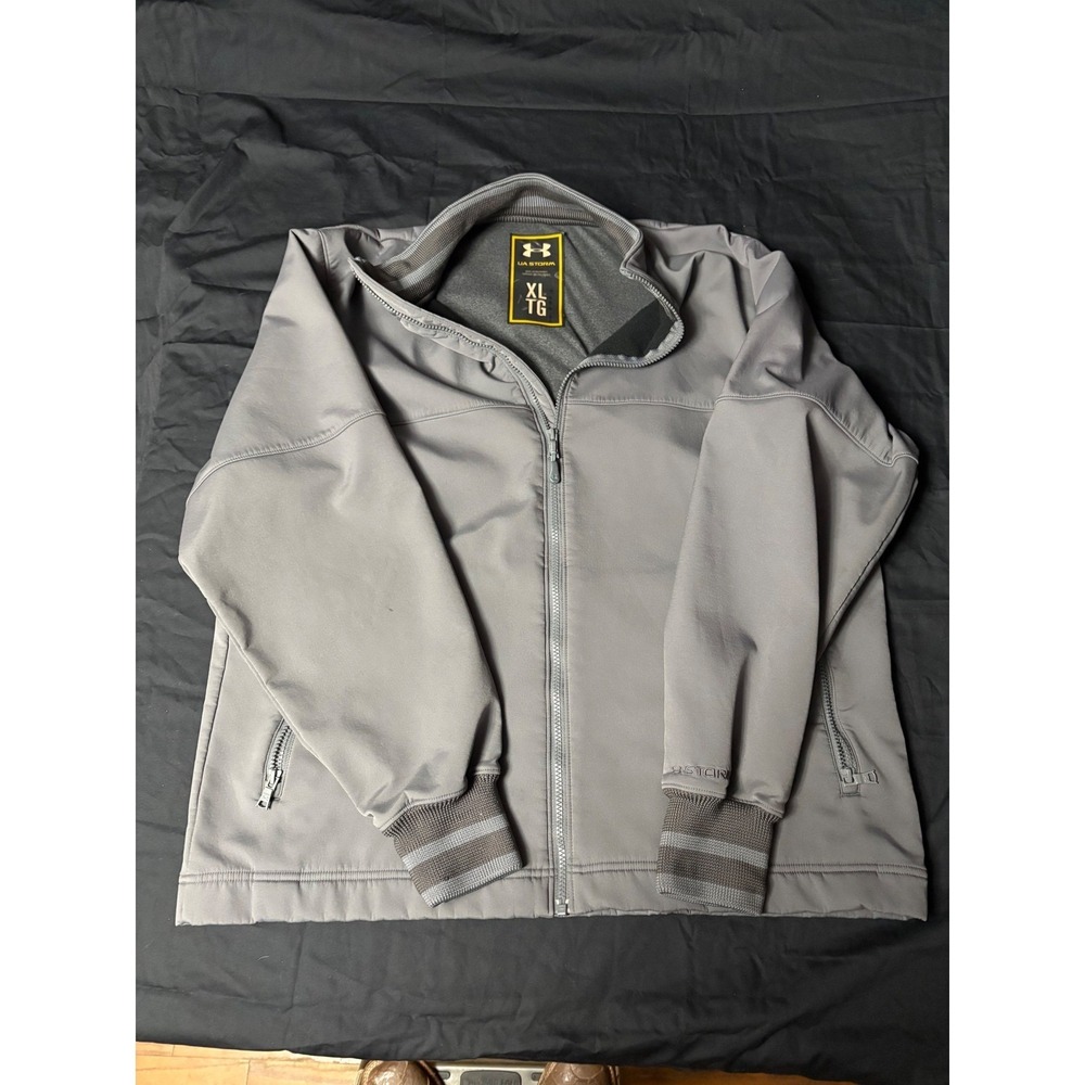 Under Armour Storm Jacket Mens XL Gray Full Zip Softshell Embroidered Logo Coat